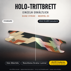 DUNE STRIKE Trittbrett-Skin – Holo-Effekt simuliert, +24,99 € Aufpreis im Variantenpreis enthalten. Beispiel E3; Form je nach Modellauswahl. Digitale Design-/Materialvisualisierung, keine physische Druckprobe. Scooter nicht enthalten.