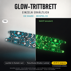 ICE SHARD Trittbrett-Skin – Nachteffekt simuliert, +29,99 € Aufpreis im Variantenpreis enthalten. Beispiel E3; Form je nach Modellauswahl. Digitale Design-/Materialvisualisierung, keine physische Druckprobe. Scooter nicht enthalten.