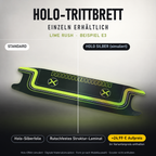 LIME RUSH Trittbrett-Skin – Holo-Effekt simuliert, +24,99 € Aufpreis im Variantenpreis enthalten. Beispiel E3; Form je nach Modellauswahl. Digitale Design-/Materialvisualisierung, keine physische Druckprobe. Scooter nicht enthalten.