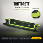 LIME RUSH Trittbrett-Skin – Standard, 49,99 € als Modellzuschnitt. Beispiel E3; Form je nach Modellauswahl. Digitale Design-/Materialvisualisierung, keine physische Druckprobe. Scooter nicht enthalten.
