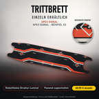 APEX SIGNAL Trittbrett-Skin – Beispiel Segway E3, Standard mit rutschfestem Struktur-Laminat, 49,99 € als Modellzuschnitt. Designvisualisierung; Form je nach Modellauswahl; Scooter nicht enthalten.