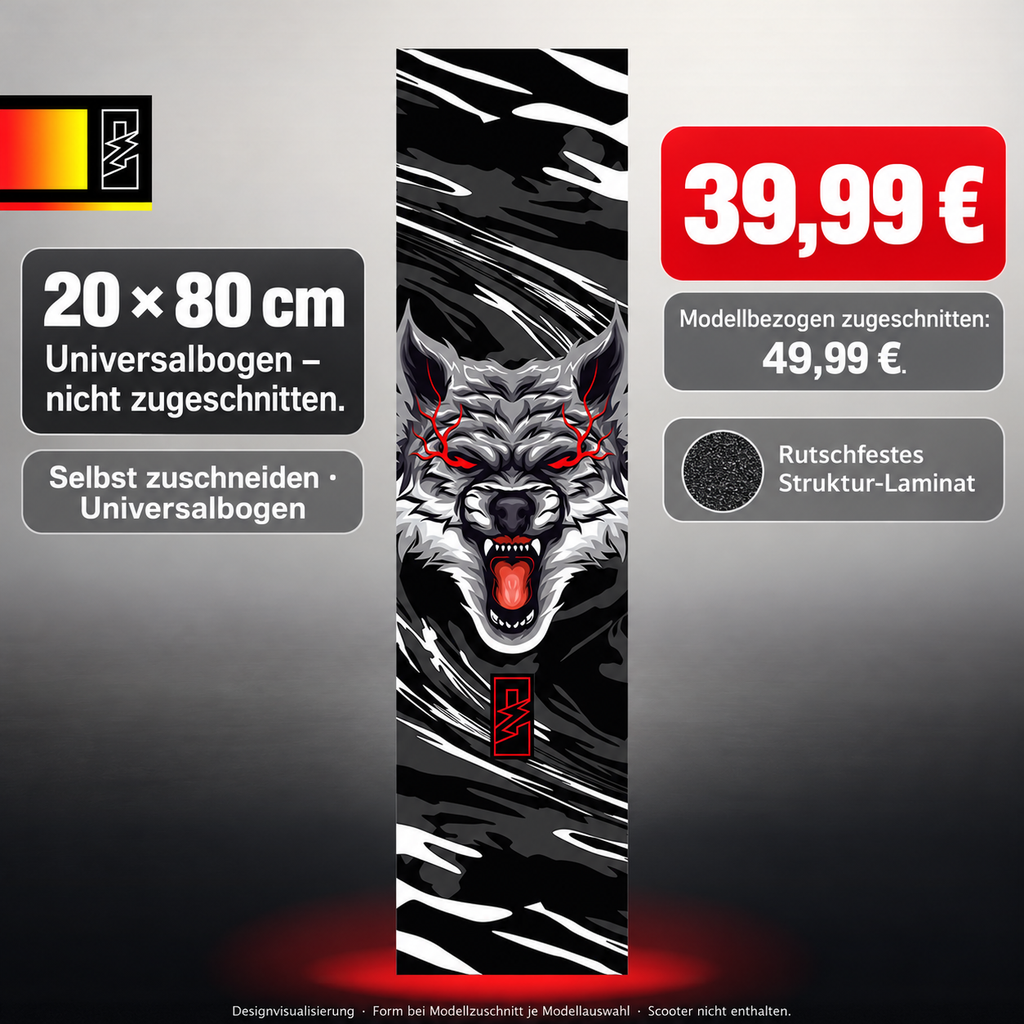 WOLF –39,99 € für20x80 cm Universalbogen, nicht zugeschnitten; Modellzuschnitt49,99 €
