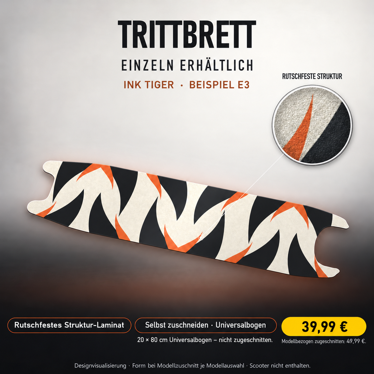 INK TIGER –39,99 € für20x80 cm Universalbogen, nicht zugeschnitten; Modellzuschnitt49,99 €