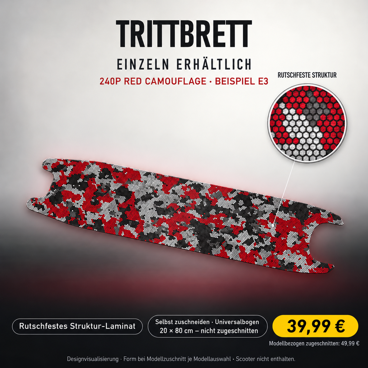 240P RED CAMOUFLAGE – 39,99 € für 20x80 cm Universalbogen, nicht zugeschnitten; Modellzuschnitt49,99 €