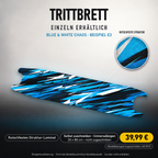 BLUE & WHITE CHAOS – 39,99 € für 20x80 cm Universalbogen, nicht zugeschnitten; Modellzuschnitt49,99 €