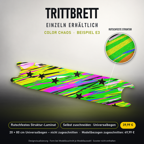 COLOR CHAOS – 39,99 € für 20x80 cm Universalbogen, nicht zugeschnitten; Modellzuschnitt49,99 €
