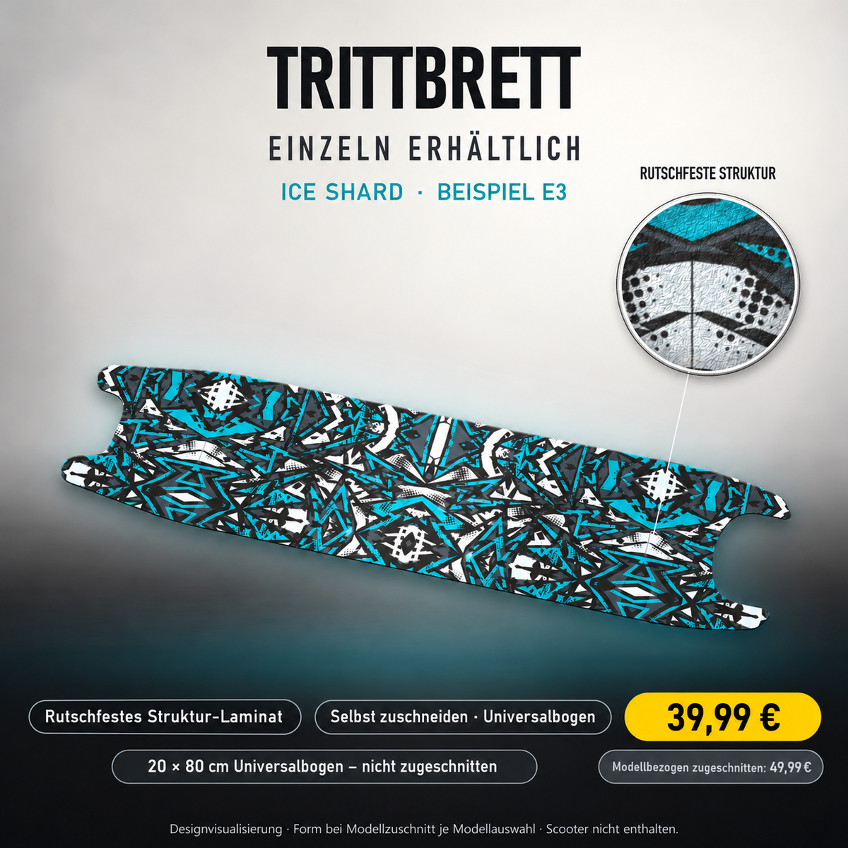 ICE SHARD – 39,99 € für 20x80 cm Universalbogen, nicht zugeschnitten; Modellzuschnitt49,99 €