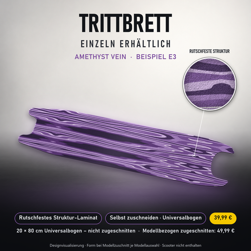 AMETHYST VEIN – 39,99 € für 20x80 cm Universalbogen, nicht zugeschnitten; Modellzuschnitt49,99 €