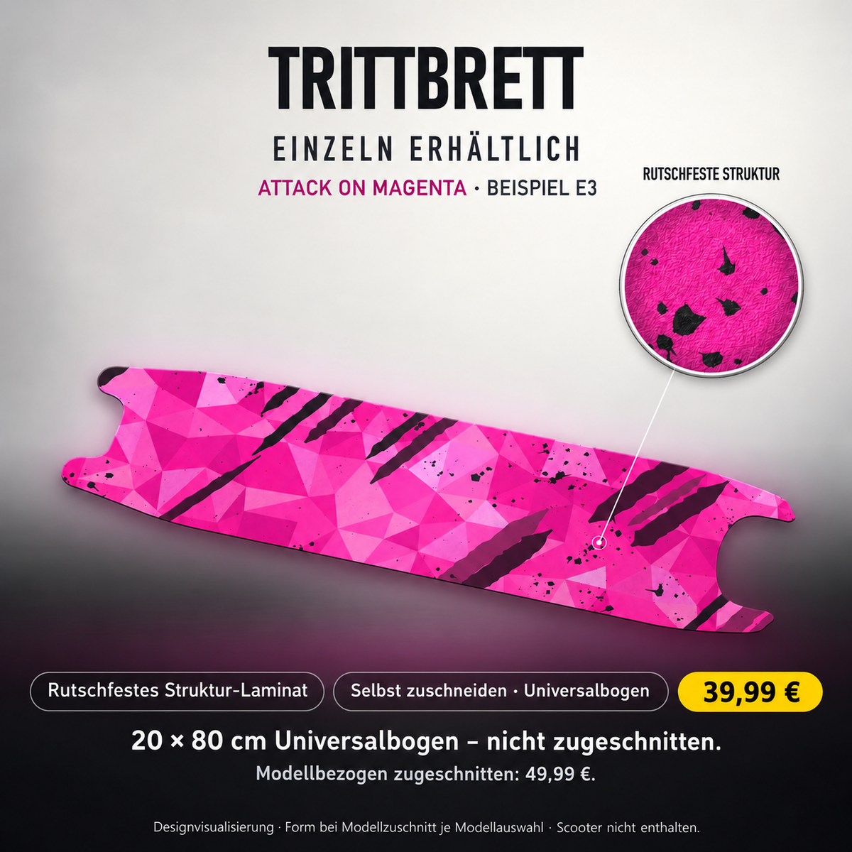ATTACK ON MAGENTA – 39,99 € für 20x80 cm Universalbogen, nicht zugeschnitten; Modellzuschnitt49,99 €