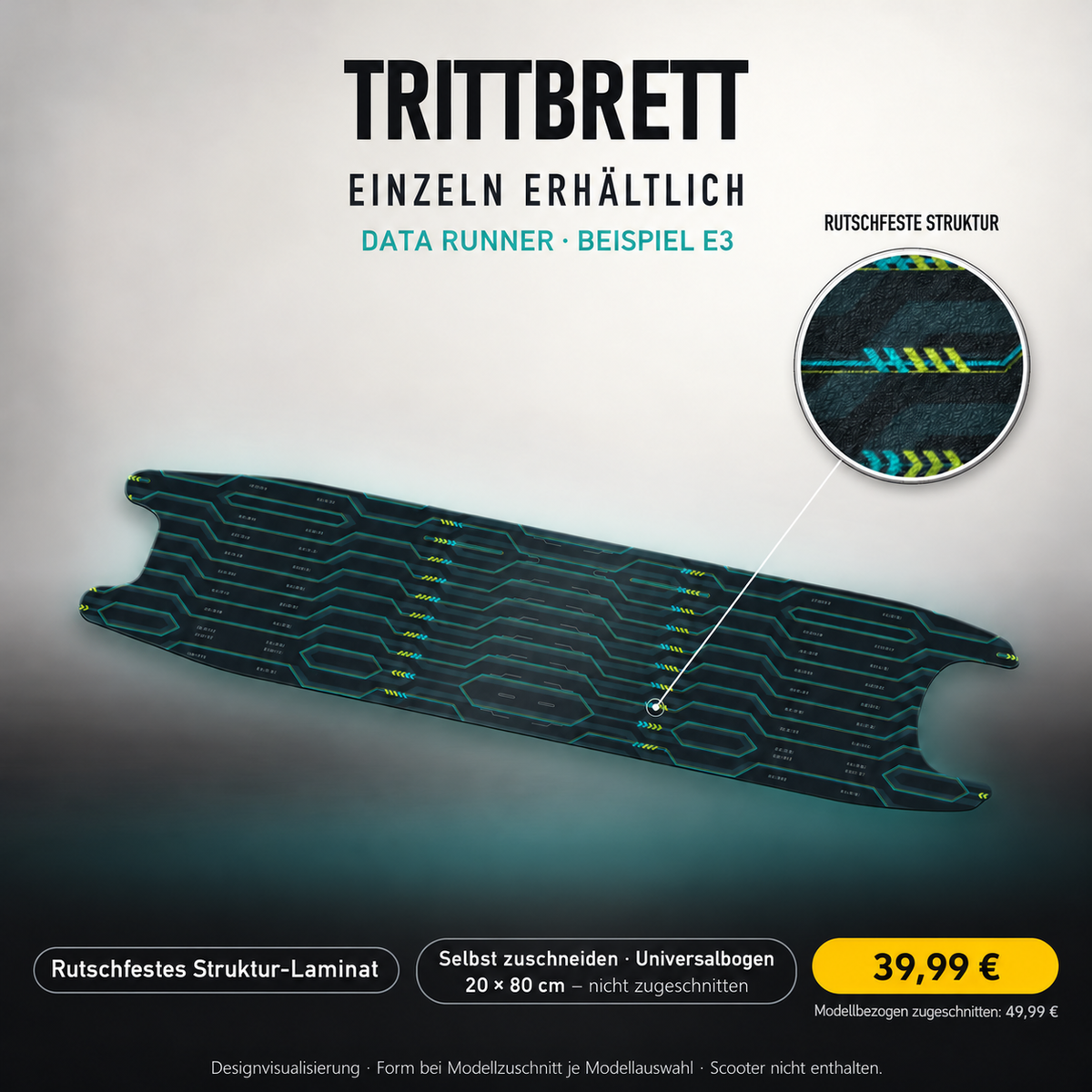 DATA RUNNER – 39,99 € für 20x80 cm Universalbogen, nicht zugeschnitten; Modellzuschnitt49,99 €