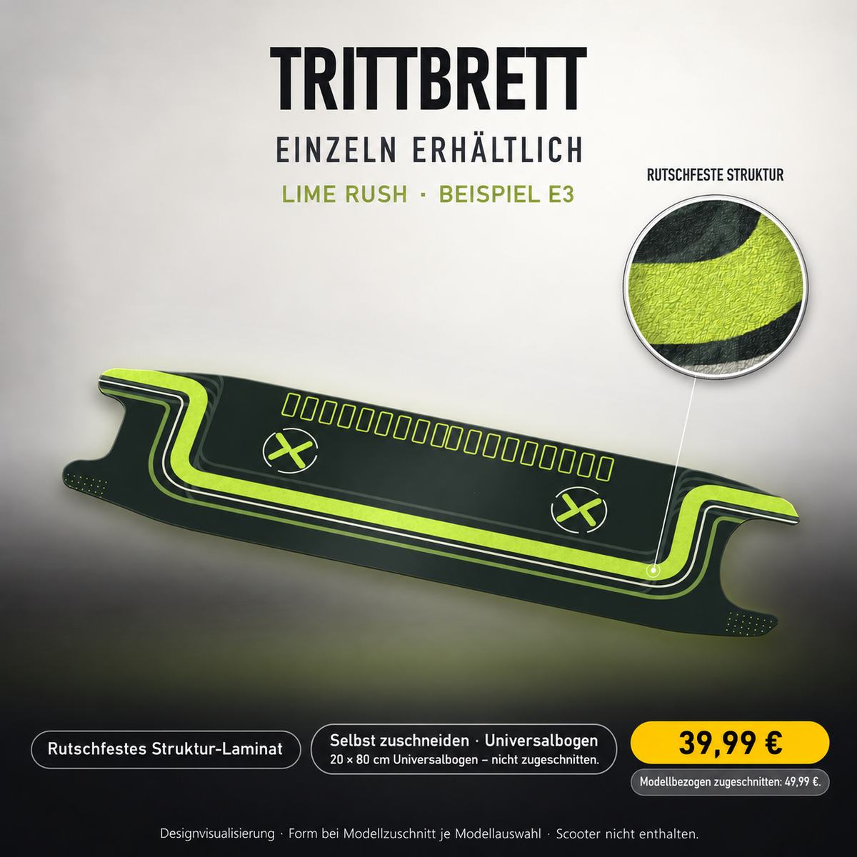LIME RUSH – 39,99 € für 20x80 cm Universalbogen, nicht zugeschnitten; Modellzuschnitt49,99 €