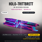 NEON HEARTBEAT Trittbrett-Skin – Standard/Holo Silber im Vergleich, Holo-Effekt simuliert, 20x80 cm Bogen 64,98 €, Modellzuschnitt 74,98 €. +24,99 € im Variantenpreis enthalten. Beispiel E3; digitale Darstellung, keine physische Druckprobe; Scooter nicht enthalten.