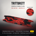 RED SECTOR Trittbrett-Skin – Standard, 20x80 cm Bogen 39,99 €, Modellzuschnitt 49,99 €. Beispiel E3; digitale Darstellung, keine physische Druckprobe; Scooter nicht enthalten.