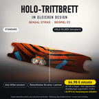 BENGAL STRIKE Trittbrett-Skin – Standard/Holo Silber im Vergleich, Holo-Effekt simuliert, 20x80 cm Bogen 64,98 €, Modellzuschnitt 74,98 €. +24,99 € im Variantenpreis enthalten. Beispiel E3; digitale Darstellung, keine physische Druckprobe; Scooter nicht enthalten.