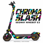 SEGWAY NINEBOT E3 SKIN | CHROMA SLASH – Designvisualisierung am passenden Scooter. Scooter nicht enthalten.