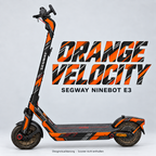 SEGWAY NINEBOT E3 SKIN | ORANGE VELOCITY – Designvisualisierung am passenden Scooter. Scooter nicht enthalten.