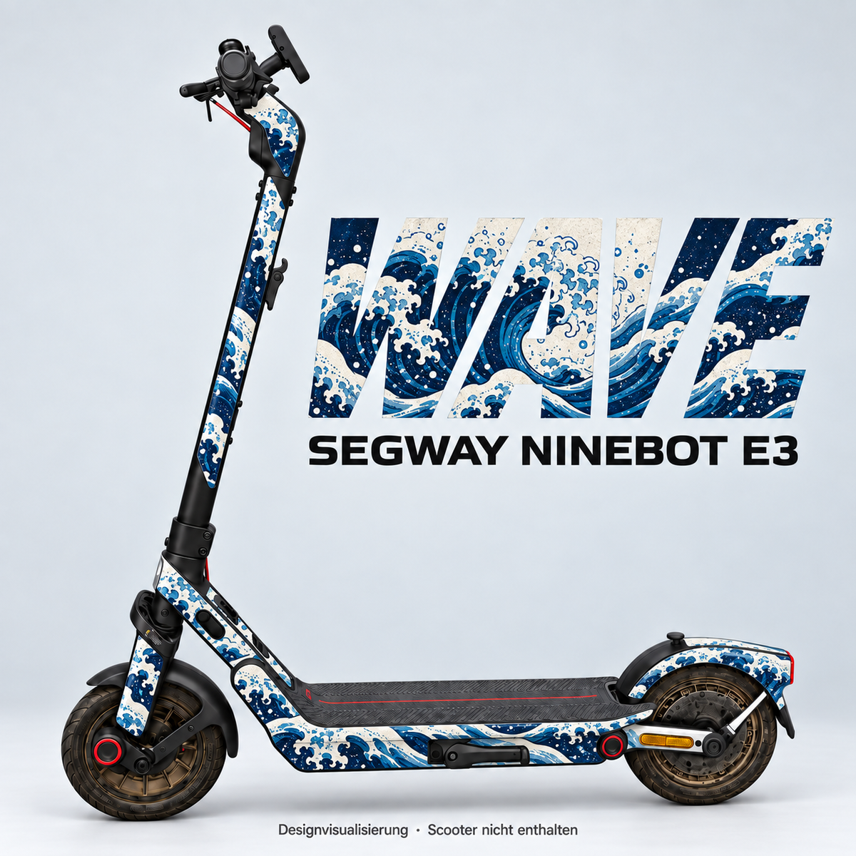 WAVE – Designvisualisierung am Segway Ninebot E3. Scooter nicht enthalten.