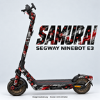 SAMURAI – Designvisualisierung am Segway Ninebot E3. Scooter nicht enthalten.