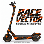 RACE VECTOR – Designvisualisierung am Segway Ninebot E3. Scooter nicht enthalten.