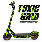 TOXIC GRID – Designvisualisierung am Segway Ninebot E3. Scooter nicht enthalten.