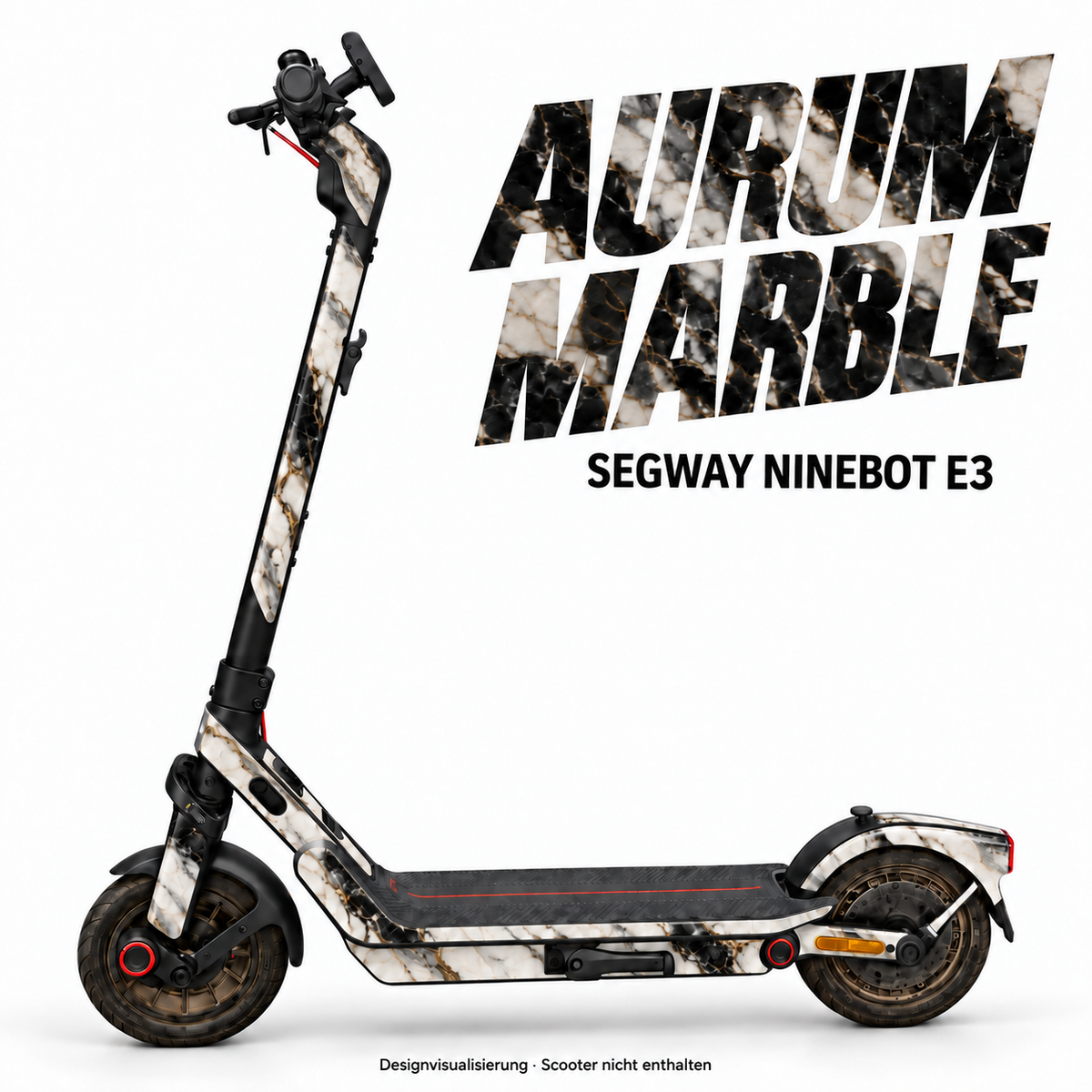 AURUM MARBLE – Designvisualisierung am Segway Ninebot E3. Scooter nicht enthalten.