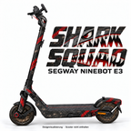 SHARK SQUAD – Designvisualisierung am Segway Ninebot E3. Scooter nicht enthalten.