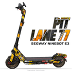 PIT LANE 77 – Designvisualisierung am Segway Ninebot E3. Scooter nicht enthalten.