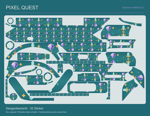 Pixel Quest – 32 originale E3 Skin-Teile, originale Trittmatte bleibt erhalten