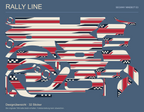 RALLY LINE für Segway Ninebot E3: Übersicht aller 32 Sticker in Cremeweiß, Marineblau und Rot mit Rennstreifen und Schachbrett-Akzenten.
