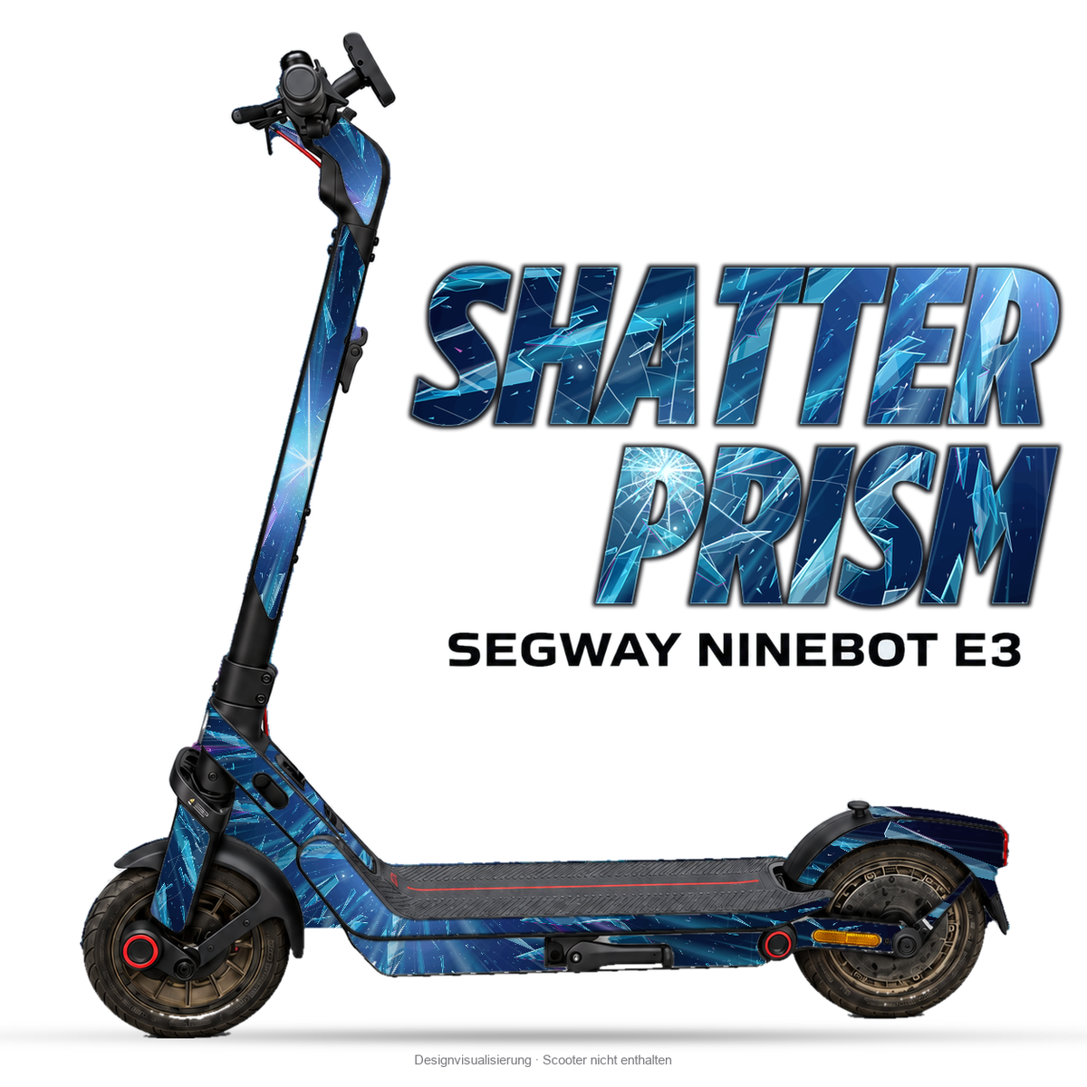 SHATTER PRISM – Designvisualisierung am Segway Ninebot E3. Scooter nicht enthalten.