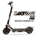SHOCKWAVE MX – Designvisualisierung am Segway Ninebot E3. Scooter nicht enthalten.