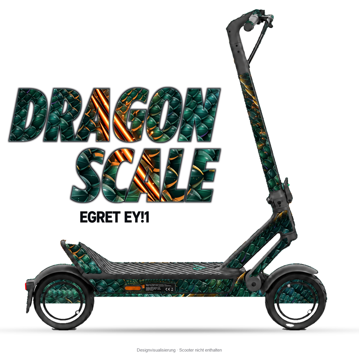 DRAGON SCALE – Designvisualisierung am Egret Ey!1. Scooter nicht enthalten.