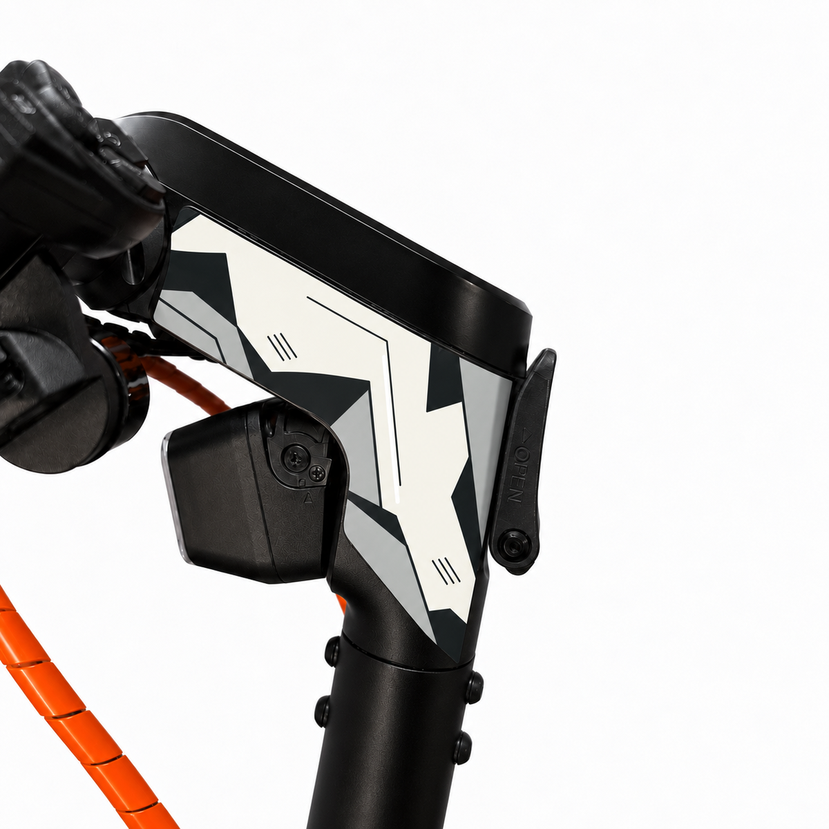 Segway Ninebot F3 mit 2D INK Skin – digitale Designvisualisierung, Lenker und Lenkrohr