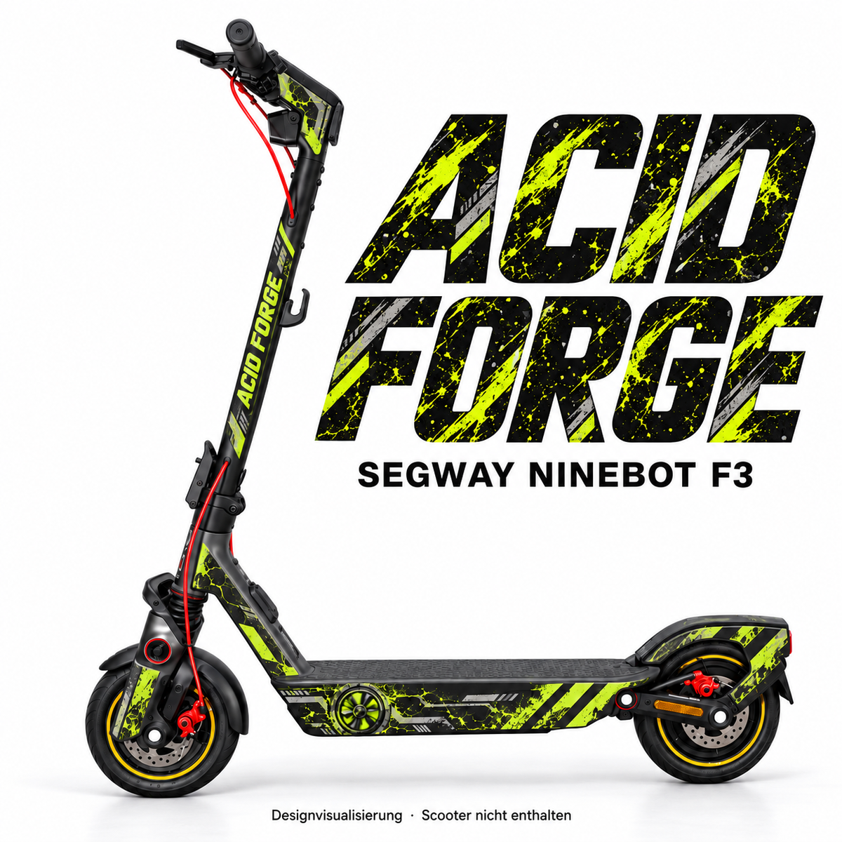 SEGWAY NINEBOT F3 SKIN | ACID FORGE – Designvisualisierung am passenden Scooter. Scooter nicht enthalten.