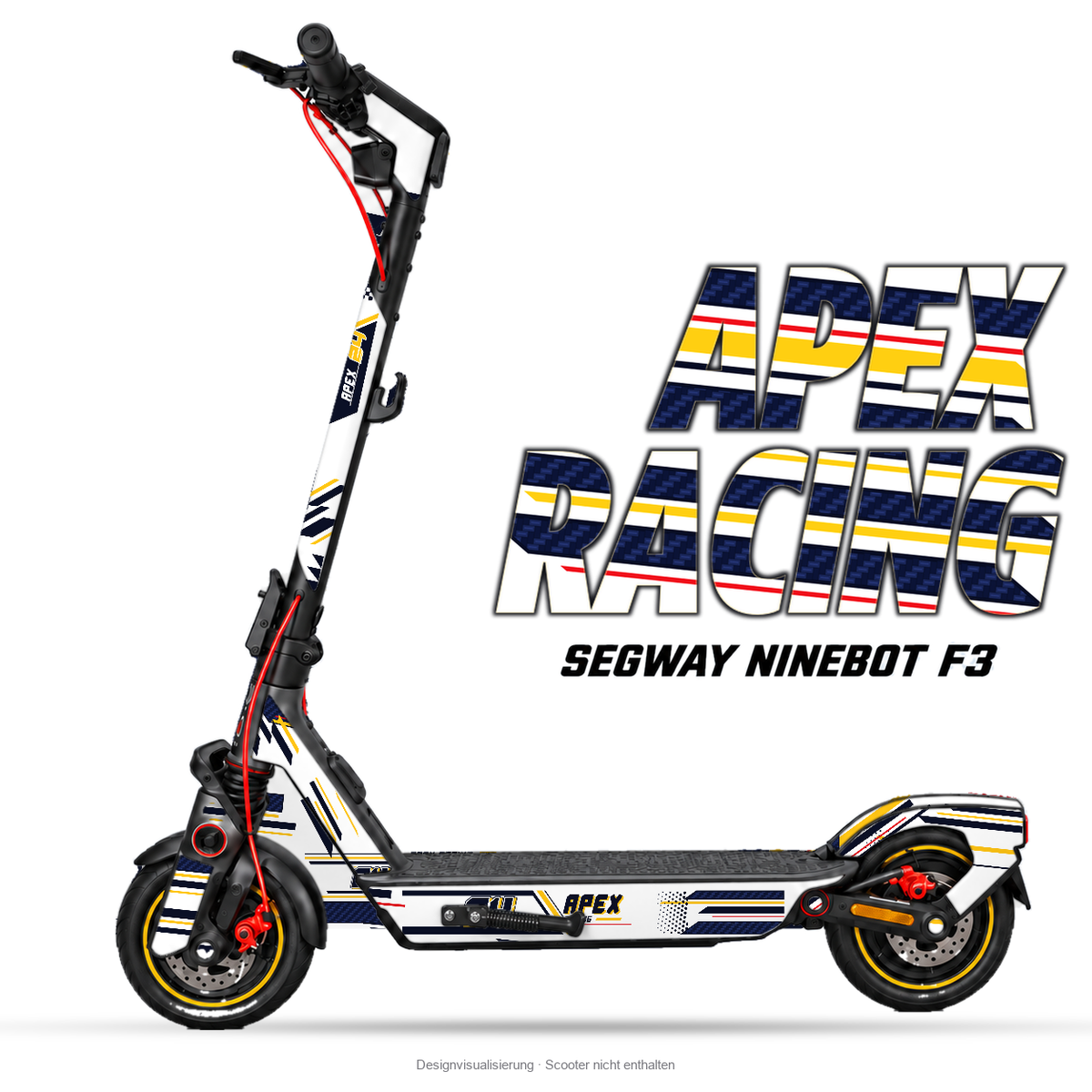 APEX RACING – Designvisualisierung am Segway Ninebot F3. Scooter nicht enthalten.