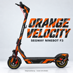 SEGWAY NINEBOT F3 SKIN | ORANGE VELOCITY – Designvisualisierung am passenden Scooter. Scooter nicht enthalten.