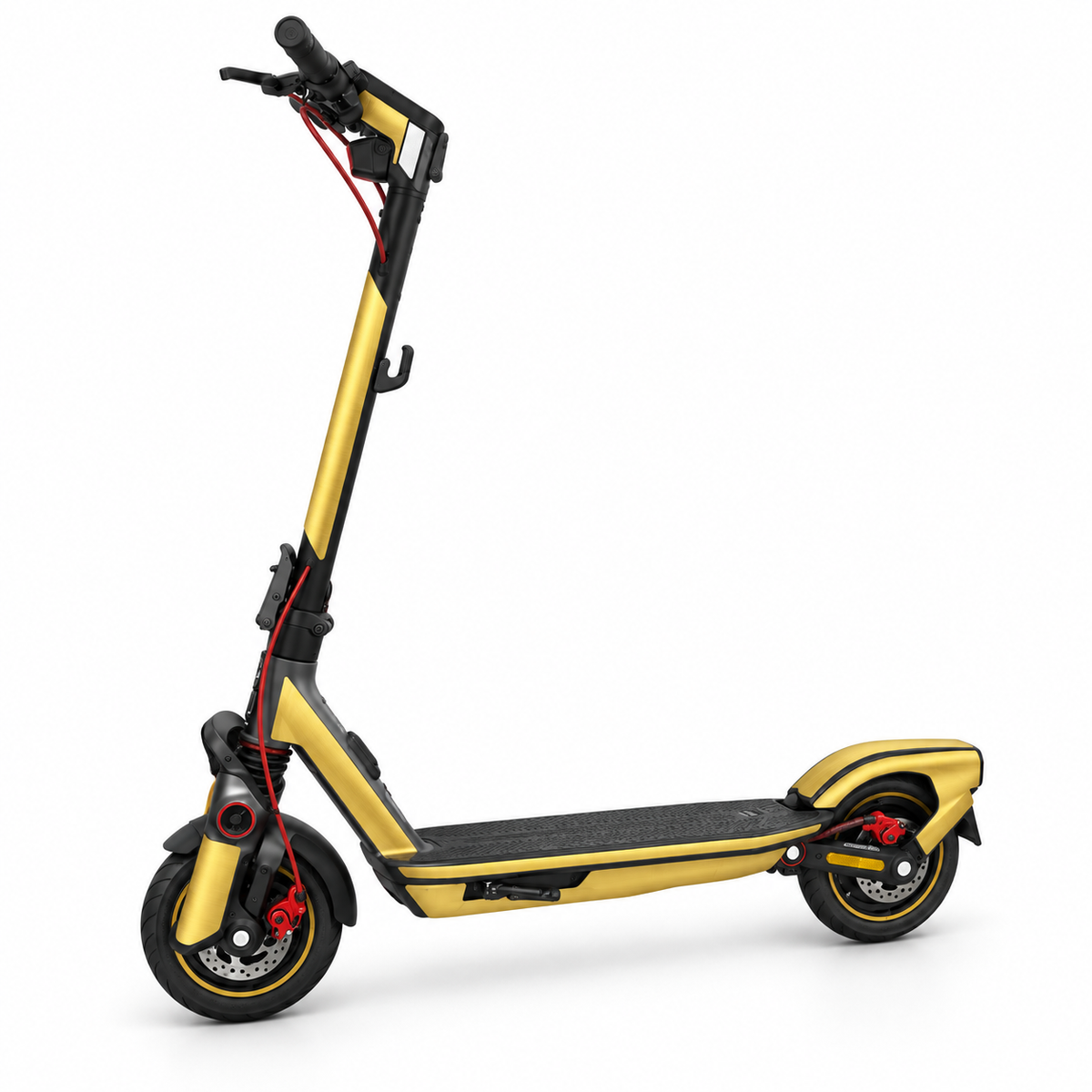 Generierte Produktvisualisierung: Segway Ninebot F3 mit gebürstet-goldenem Skin; tatsächliche Wirkung kann abweichen.