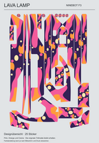 Designübersicht LAVA LAMP für Ninebot F3: alle 25 Sticker in Pink, Orange und Creme auf Aubergine.