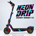 NEON DRIP – Designvisualisierung am Segway Ninebot F3. Scooter nicht enthalten.