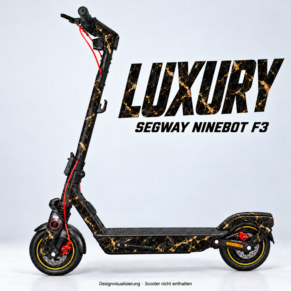 LUXURY – Designvisualisierung am Segway Ninebot F3. Scooter nicht enthalten.
