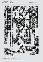 MONO HEX für Ninebot F3: Designübersicht der 25 tatsächlich gestalteten Sticker. Originale Trittmatte bleibt erhalten.