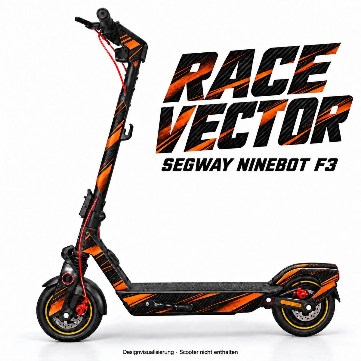 RACE VECTOR – Designvisualisierung am Segway Ninebot F3. Scooter nicht enthalten.