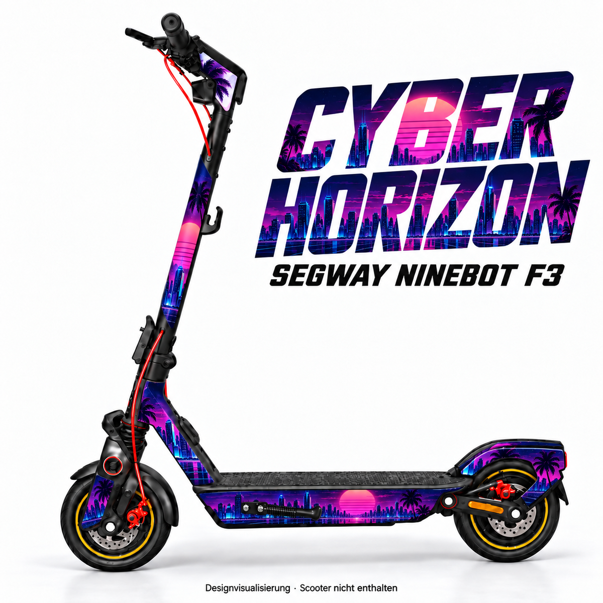 CYBER HORIZON – Designvisualisierung am Segway Ninebot F3. Scooter nicht enthalten.