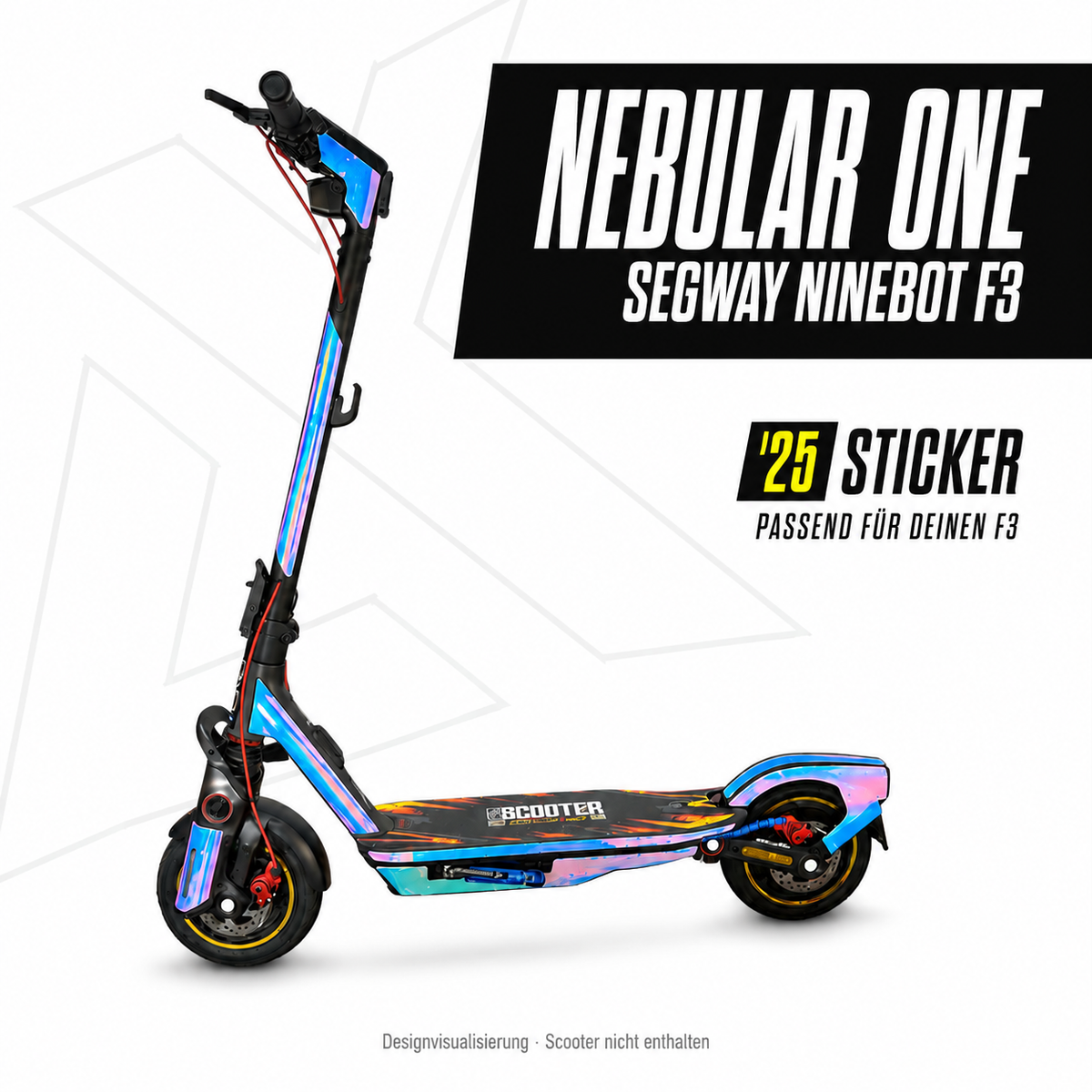 NEBULAR ONE für Segway Ninebot F3 – 25 Sticker; Designvisualisierung, Scooter nicht enthalten