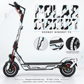 Polar Circuit für Ninebot F3 – weißer technischer Skin mit Graphit, Cyan und Flieder. Felgenaufkleber separat, nicht im Skin enthalten.
