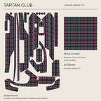 TARTAN CLUB für Segway Ninebot F3: alle 25 gestalteten Sticker und das Karomotiv in Dunkelblau, Bordeaux, Waldgrün und Creme. Originale Trittmatte nicht enthalten.