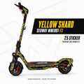 YELLOW SHARD für Segway Ninebot F3 – 25 Sticker in Gelb, Grau und Schwarz; Designvisualisierung, Scooter nicht enthalten