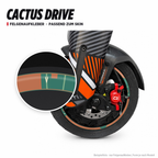 CACTUS DRIVE Felgenaufkleber passend zum Skin: Ring aus dem Skin-Motiv auf Beispielrad, Lupe mit Musteransicht. Nur Felgenaufkleber, Form je nach Modell.