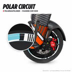 POLAR CIRCUIT Felgenaufkleber passend zum Skin: Ring aus dem Skin-Motiv auf Beispielrad, Lupe mit Musteransicht. Nur Felgenaufkleber, Form je nach Modell.