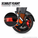 SCARLET FLIGHT Felgenaufkleber passend zum Skin: Ring aus dem Skin-Motiv auf Beispielrad, Lupe mit Musteransicht. Nur Felgenaufkleber, Form je nach Modell.